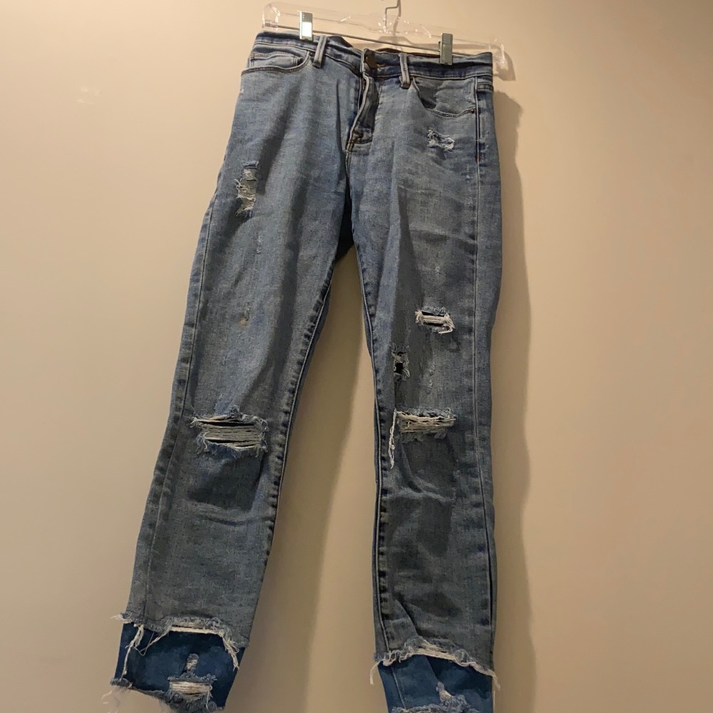 BDG skinny blue ripped jeans with layered bottoms